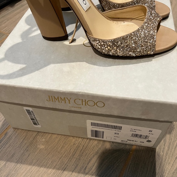 Jimmy Choo Glitter Nude Sandal size 38.5 - Picture 7 of 11